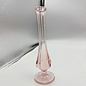 Vintage Pink Depression Glass Swung Bud Vase